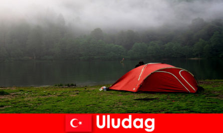 Uludağ Türkiye ormanlarında aile ile kamp tatili